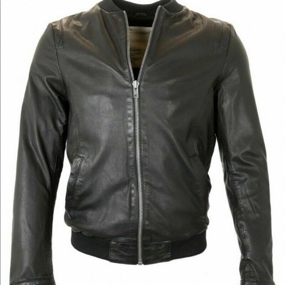 Back Leather Bomber Jacket - men’s Large